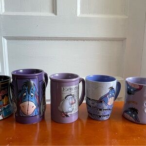 DISNEY Eeyore and Mickey Mouse Collectible Coffee Mugs - Lot Of 5 Mugs